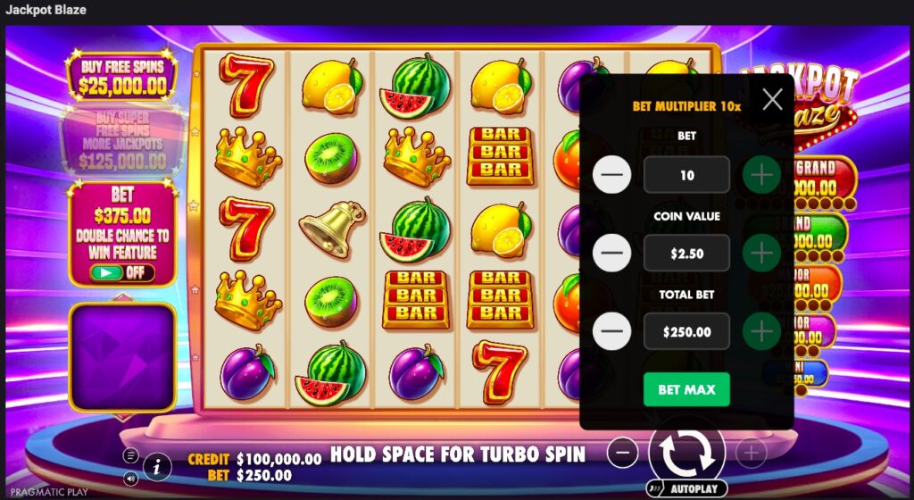 Jackpot Blaze free spins options