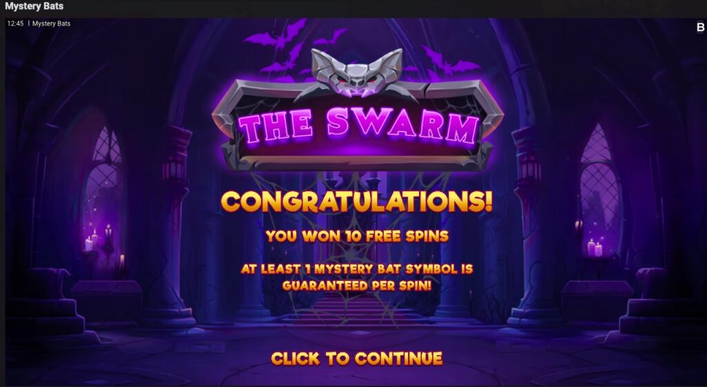 Mystery Bats free spins won