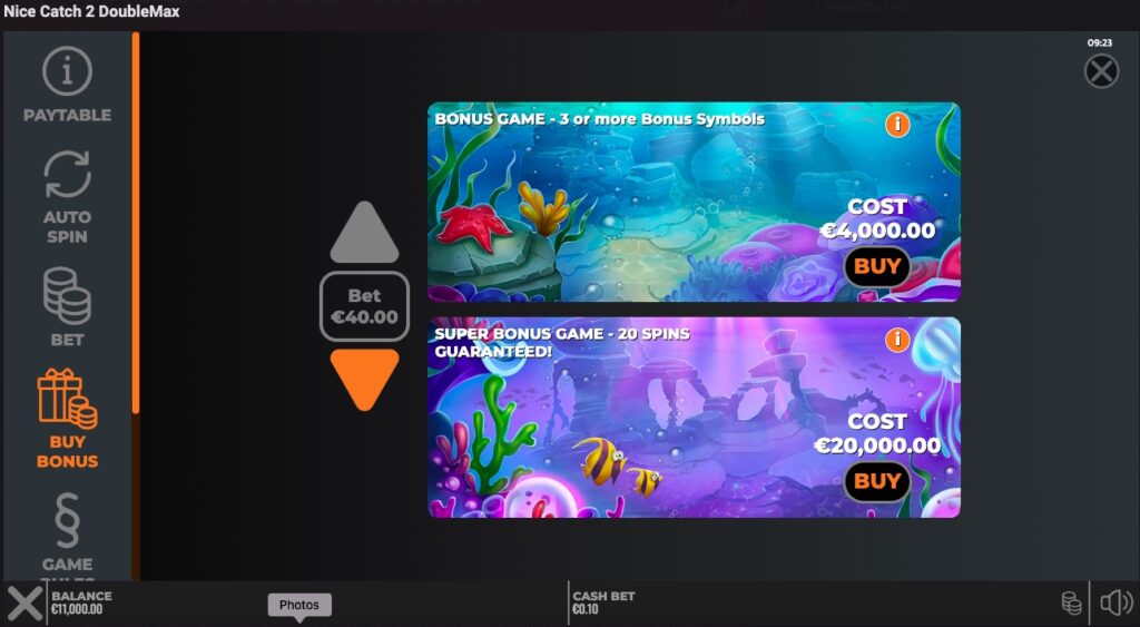 Nice Catch 2 DoubleMax buy feature options