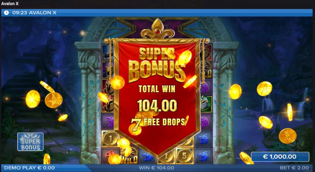 Avalon X winnings from free spins