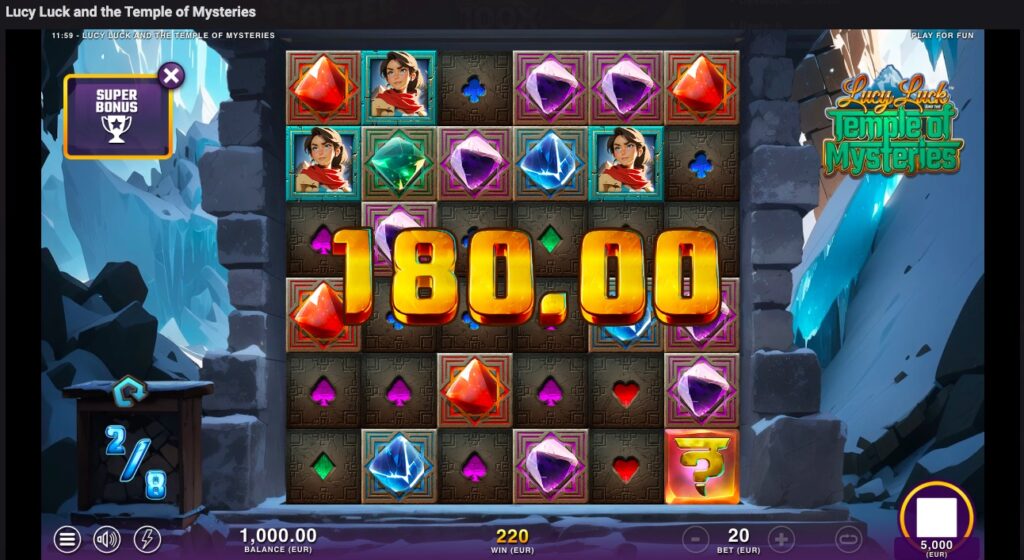 Lucy Luck and the Temple of Mysteries winnings from free spin
