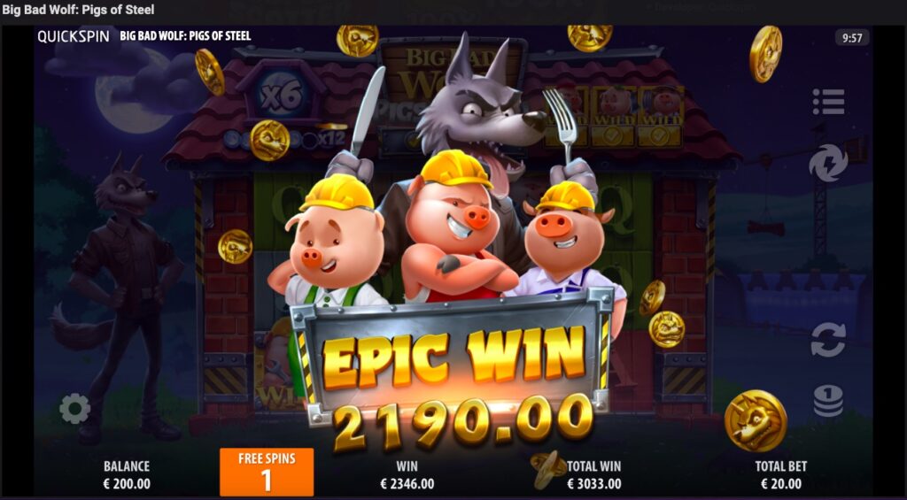 Big Bad Wolf: Pigs of Steel winning spin 
