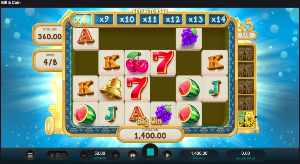 Bill & Coin winning spin 