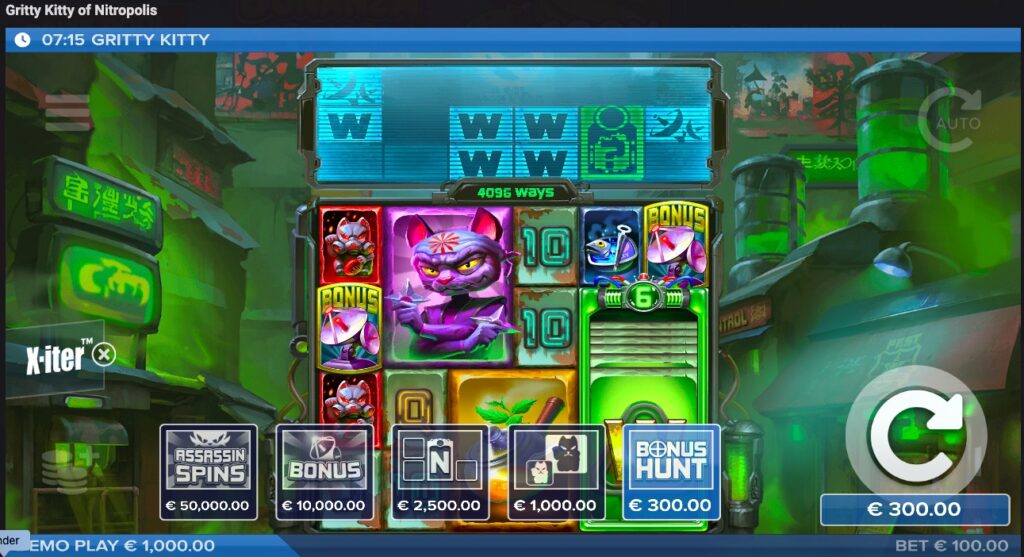 Gritty Kitty of Nitropolis slot bonus options 