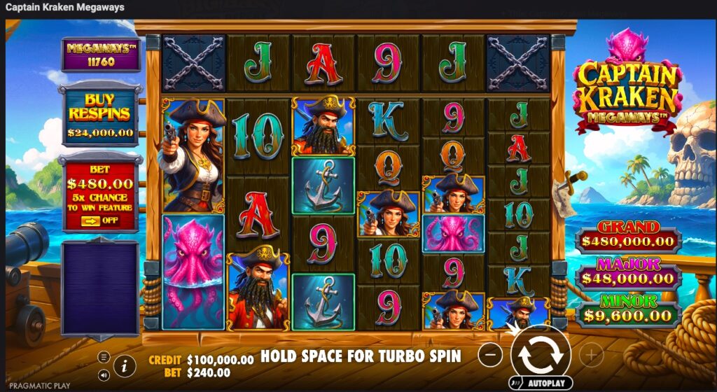 Captain Kraken Megaways buy feature options