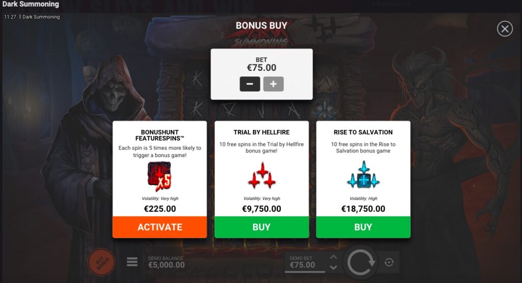 Dark Summoning bonus buy options