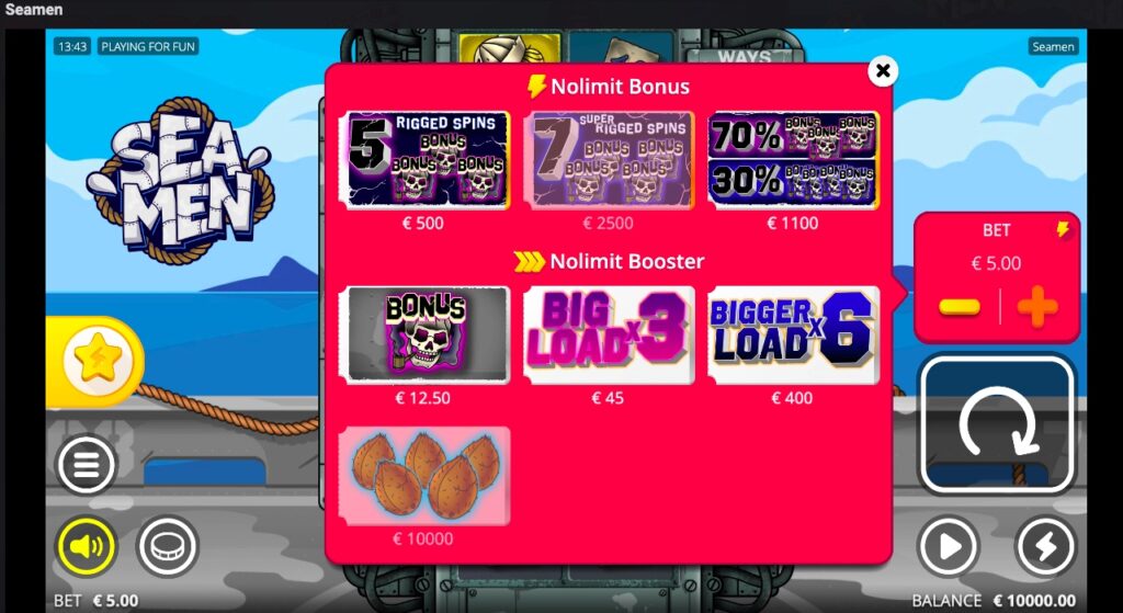 Seamen buy feature options