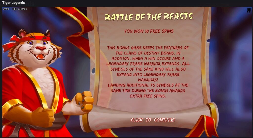 Tiger Legends free spins