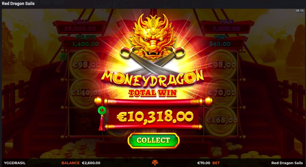 Dragon Duo winnings from buying feature