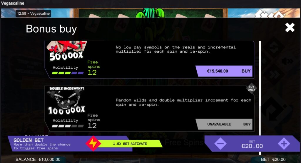 Vegascaline bonus buy options