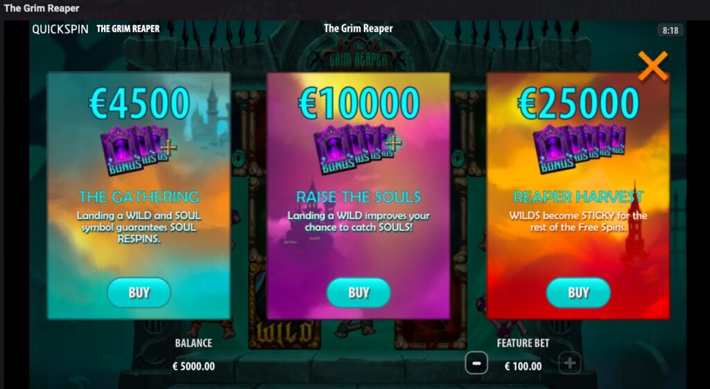 The Grim Reaper buy feature options