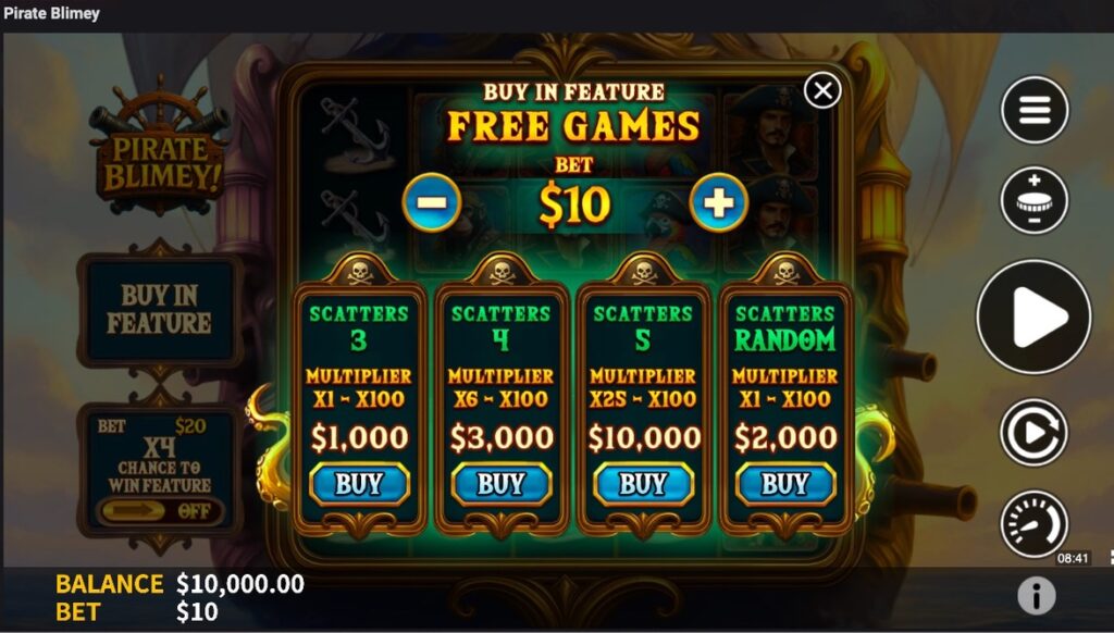 Pirate Blimey buy feature options
