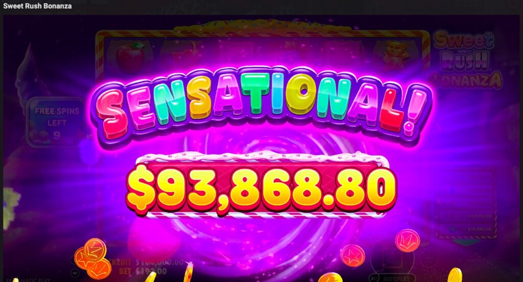 Sweet Rush Bonanza big winning spin