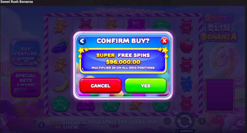 Sweet Rush Bonanza free spins purchased