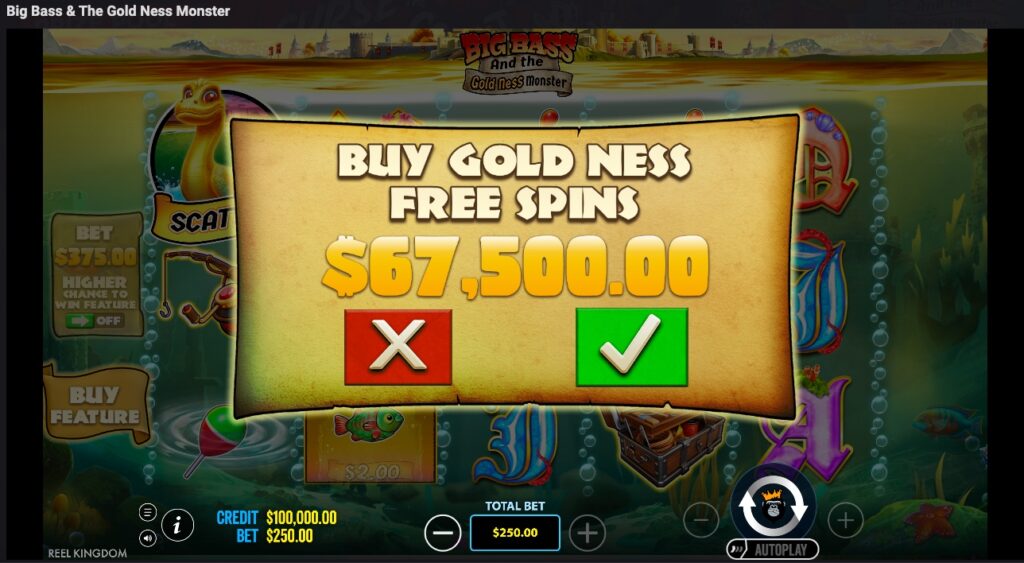 Big Bass & The Gold Ness Monster purchase of free spins