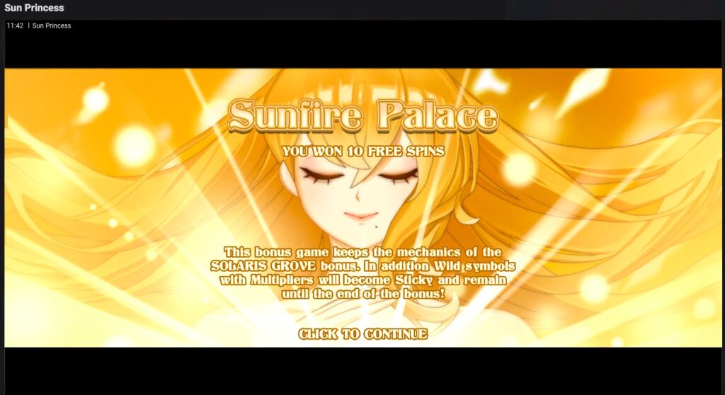 Sun Princess Free Spins Won