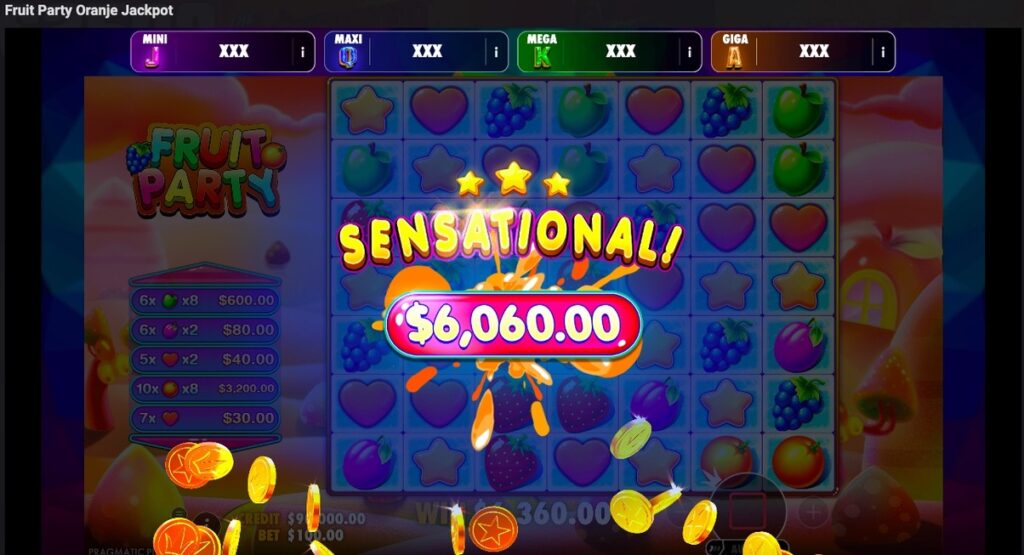 Fruity Party Oranje Jackpot big win from free spins