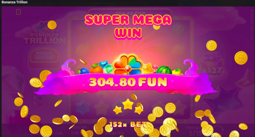 Bonanza Trillion winning spin