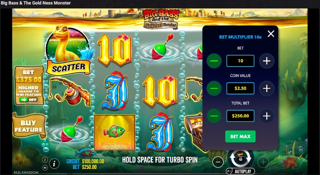 Big Bass & The Gold Ness Monster stake options