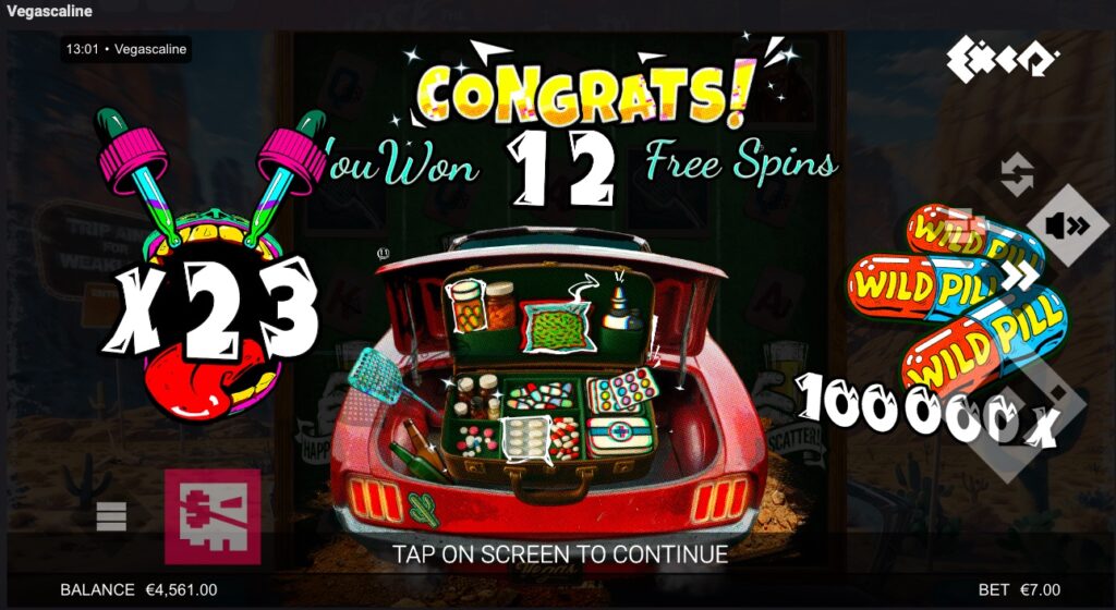 Vegascaline free spins won