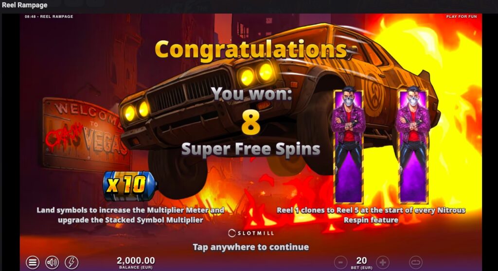 Real Rampage free spins won