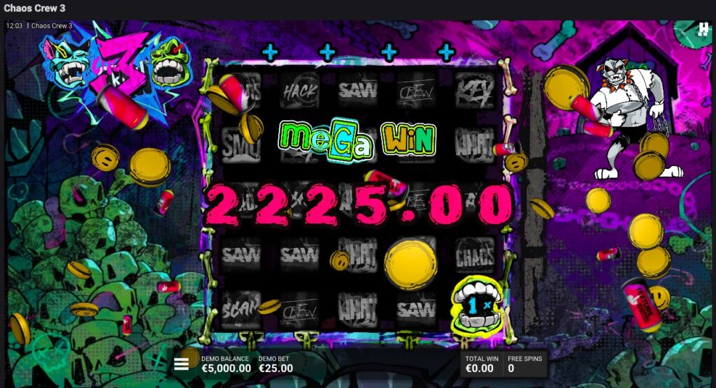 Chaos Crew 3 big winning spin from free spins feature