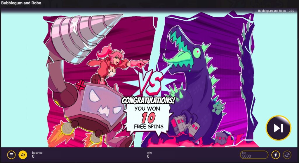 Bubblegum and Robo free spins won