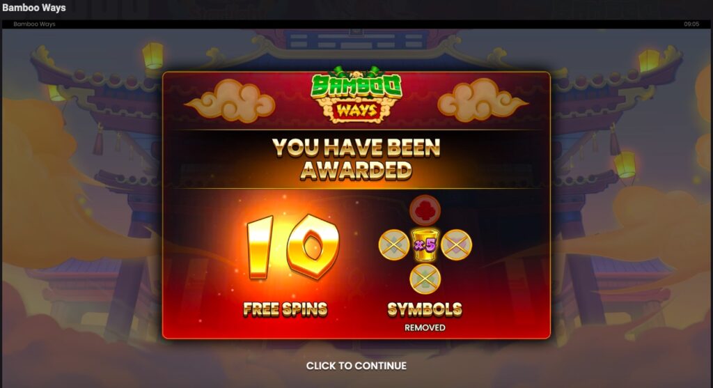 Bamboo Ways free spins won