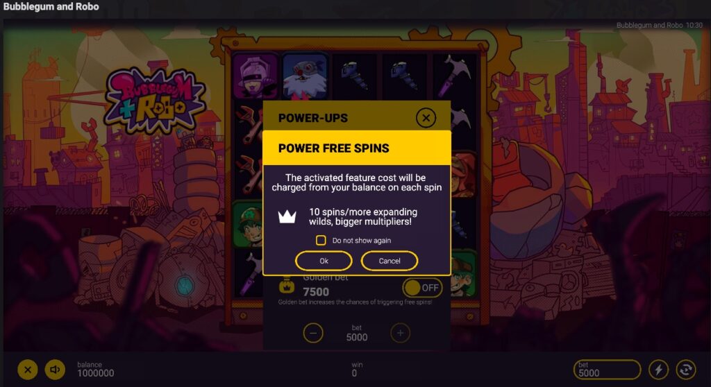 Bubblegum and Robo free spins purchased