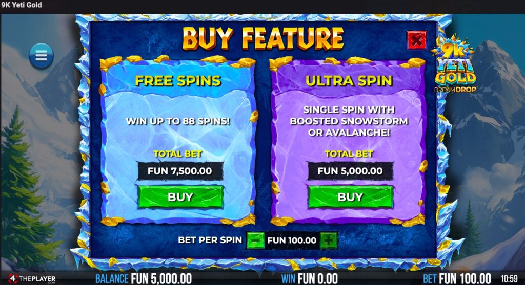 9K Yeti Gold buy feature options 