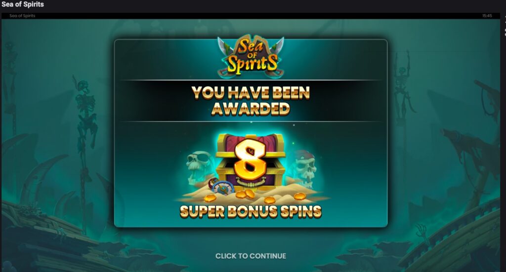 Sea of Spirits free spins won