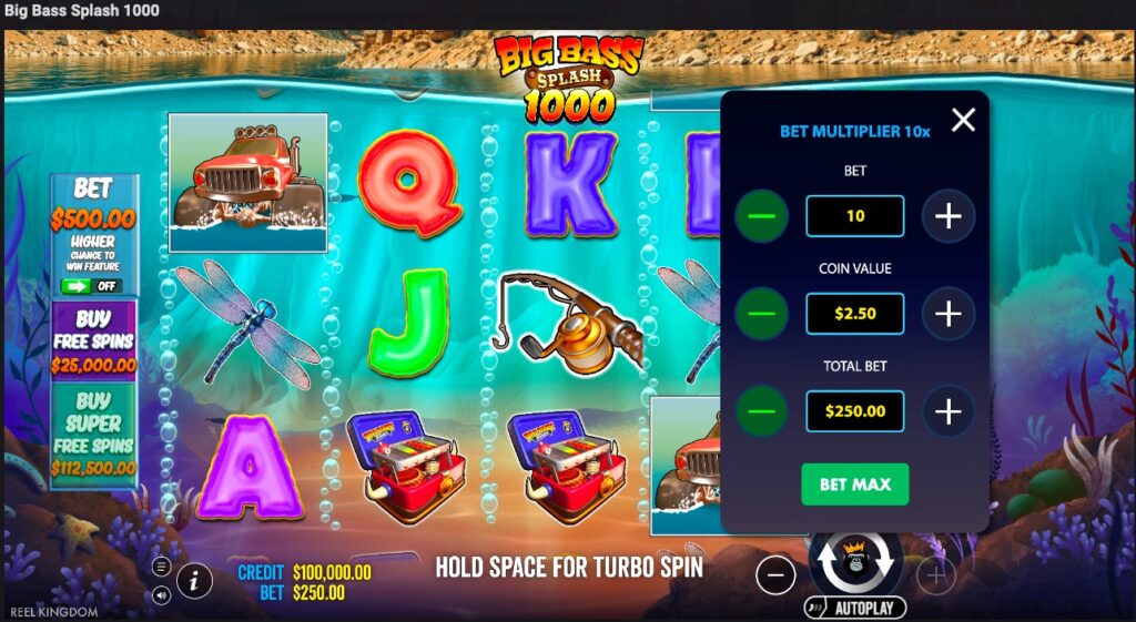 Big Bass Splash 1000 stake options