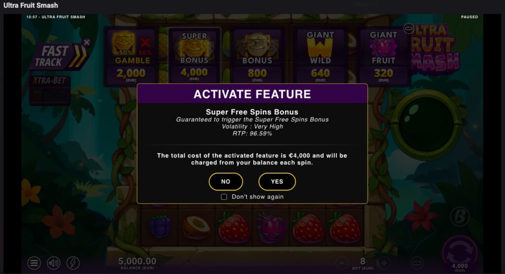 Ultra Fruit Smash feature purchased 