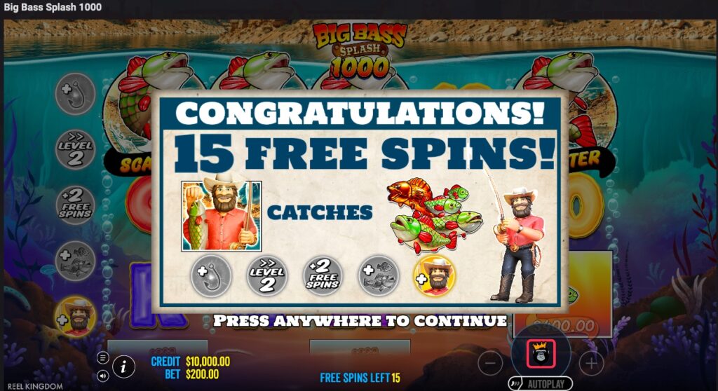Big Bass Splash 1000 free spins won