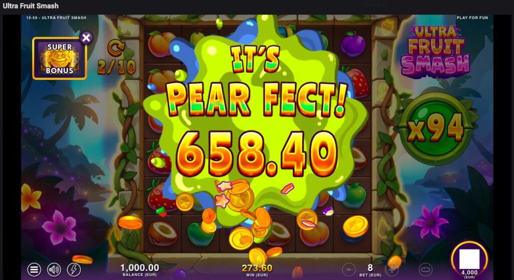 Ultra Fruit Smash winning spin 