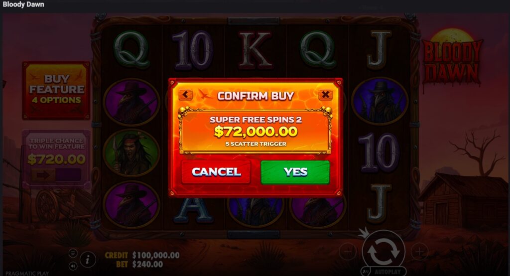 Bloody Dawn purchased free spins 